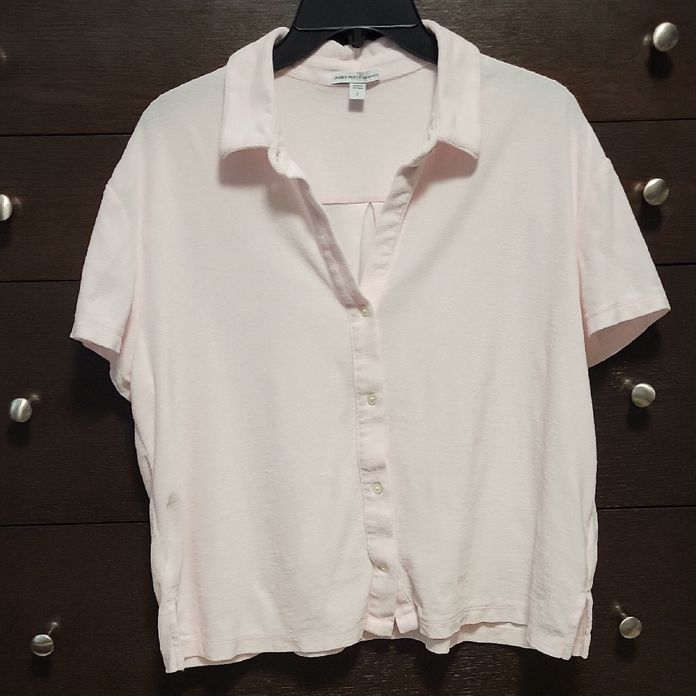 James Perse Light Pink Cotton Button-Down Shirt Sz 3/ Sz L